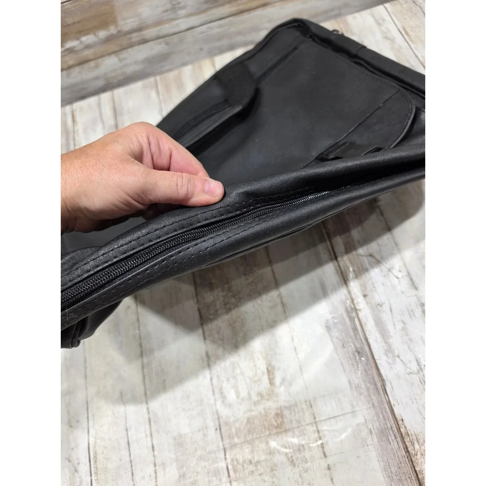 Ashten Black Faux Leather Laptop Messenger Bag Briefcase with Shoulder Strap